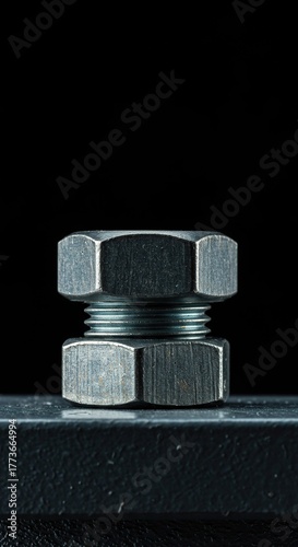 Close-up of a robust metal nut, essential for marine vessel construction and secure fastening of components to a durable hull structure ,hull ,attachment ,nautical
