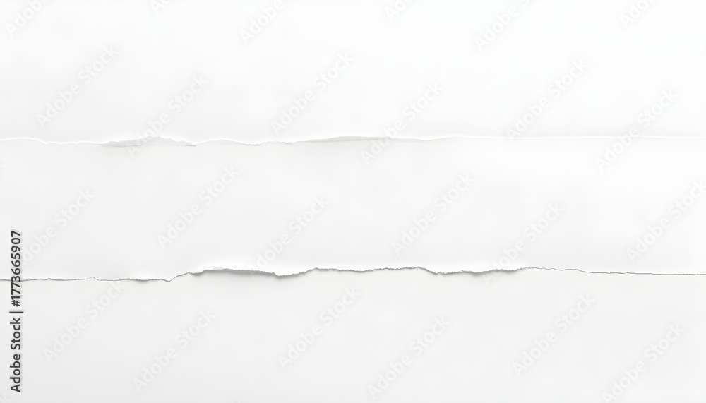 Obraz premium Close-up of torn white paper, showing rough edges and subtle texture, creating an abstract and minimalist composition.