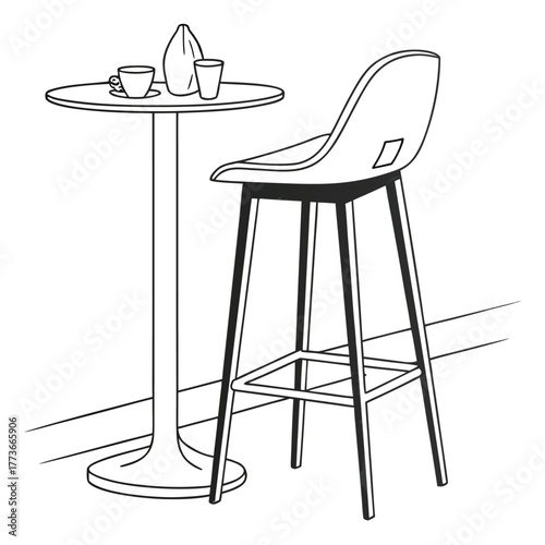 A minimal flat vector illustration of a simple dining stool, perfect for a modern, uncluttered kitchen or small dining area.