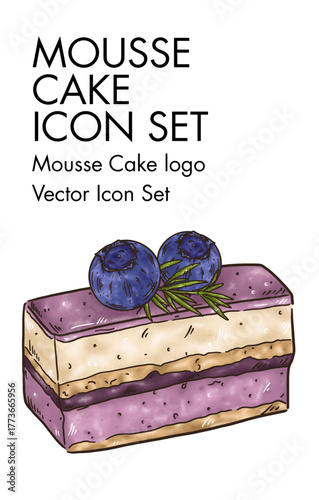 Mousse cake Logo vector Icon set