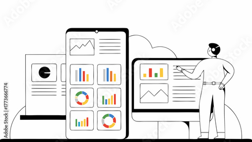 Digital analytics and data visualization tools on mobile and desktop devices