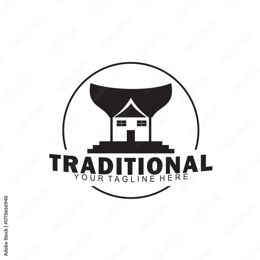 Naklejka premium black traditional house vector logo outdoors