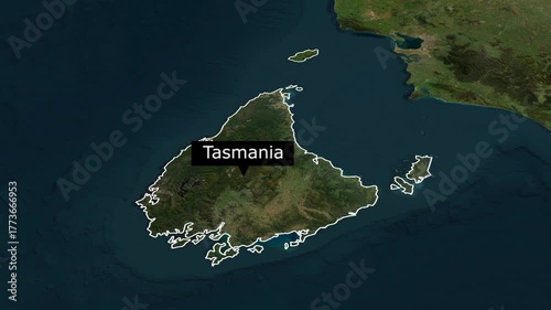 Zoom In Map Geography Tasmania Footage 4K