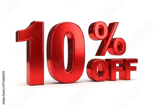 3d rendering of 10 percent off in white background. Special Offer 10% Discount Tag. Sale Up to 10 Percent Off