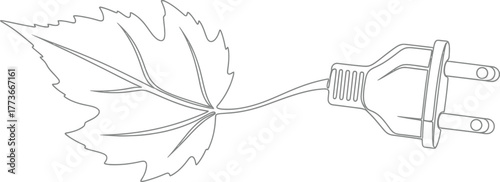 Vector art of green energy with leaf and plug