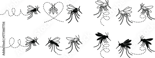 Mosquitoes flying mosquito bites insect vector art illustration