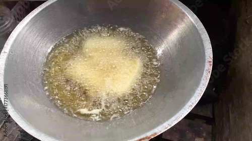 Frying tofu in hot oil