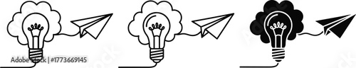 Creative idea concept lightbulb and paper plane vector design
