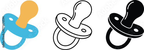 Pacifier vector illustration baby soother dummy nipple set icons