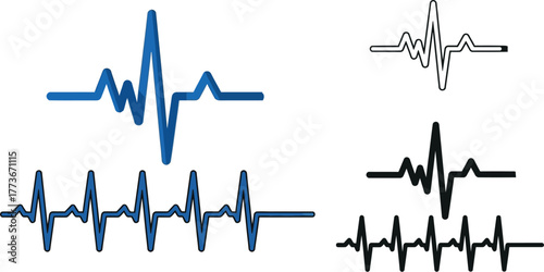 Stock vector illustration of ekg heart beat pulse wave medical