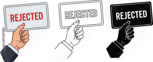 Rejected concept illustration hand holding rejected sign design