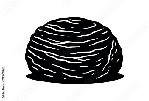 sandstone boulder flat black solid vector illustration isolated on white background