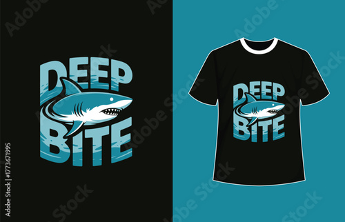 Vector of deep bite shark vector illustration for tshirt design and apparel print