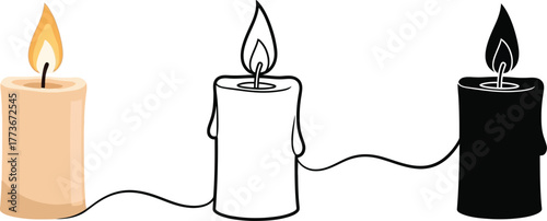Candle flame illustration vector design graphic templates