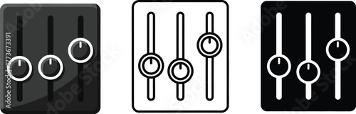 Audio mixer sliders vector graphic equalizer control panel design