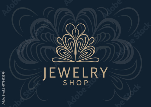 A luxurious and elegant logo design for a jewelry shop featuring intricate flourishes, making it perfect for high-end branding and upscale market appeal.