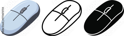 Computer mouse vector illustration set wireless mouse design