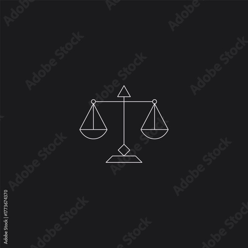 Scale line art justice and balance concept logo design.