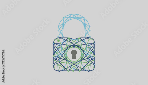 A padlock formed from the intertwining lines of a network diagram representing integrated security solutions.