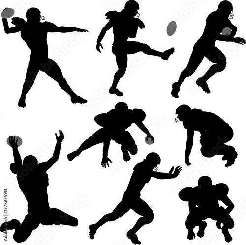 Silhouettes American Football Players