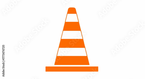 Orange traffic cone with white stripes for safety and road work signage