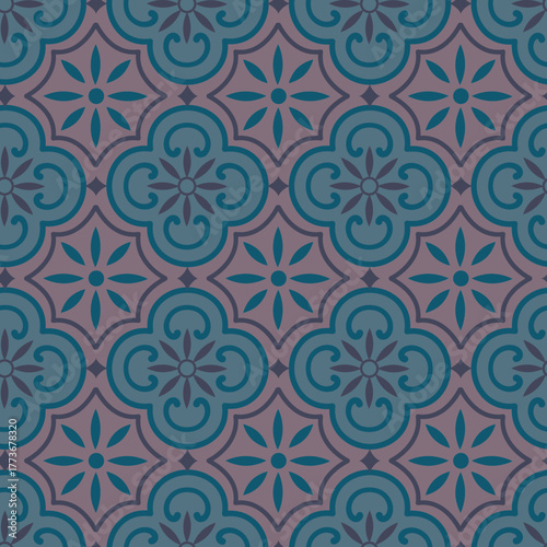 Seamless vintage, Mediterranean, Caribbean pattern wall, kitchen, bathroom, floor tile.