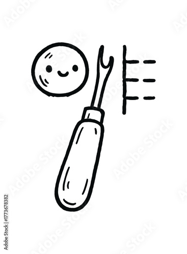 hand drawn cute doodle style strap stitch maker vector line illustration line isolated on white background