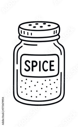 glass spice jar doodle line vector illustration isolated