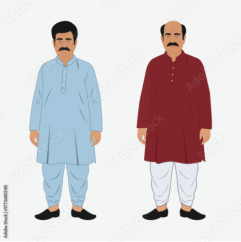 Indian Man Cartoon character , farmer character, cartoon character vector Traditional South Asian Men Outfit Illustration