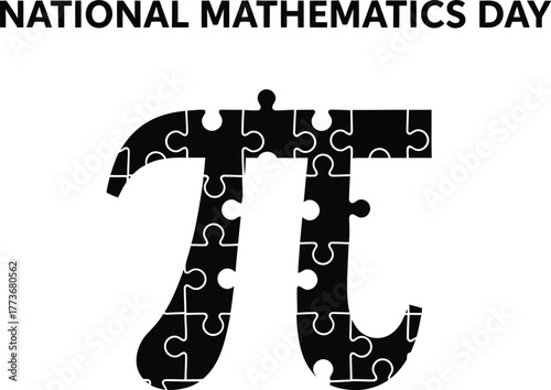 National mathematics day with a pi symbol made of puzzle pieces celebrating mathematical achievements