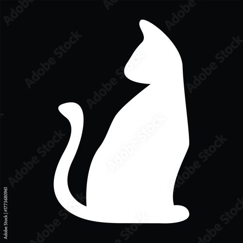 Black cat silhouette Halloween vector illustration