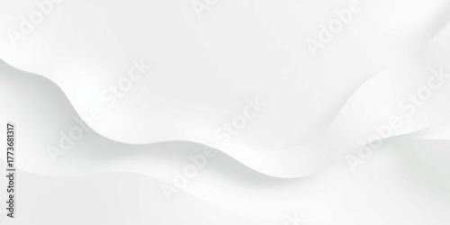 Abstract white background with smooth wavy silk texture, blue and grey curve design vector illustration