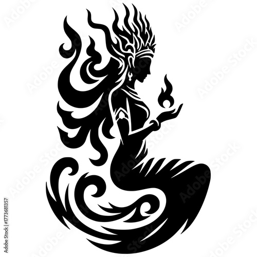 Fire woman silhouette