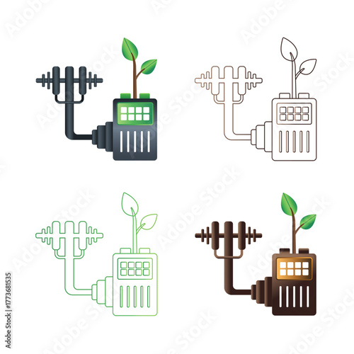 Modern Eco Power Plant Renewable Industry Illustration