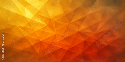 A bright orange abstract background with a geometric triangle pattern provides a creative wallpaper texture