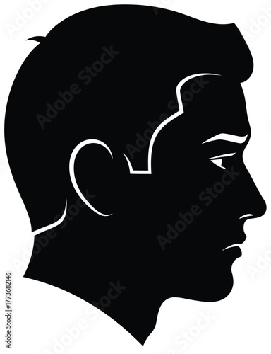 Silhouette of a mans head in profile a simple illustration isolated on white background