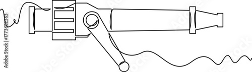 one line art Fire Hose Nozzle vector illustration. line art, one continuous line, simple, hand drawn and sketch style. for icons, symbols, signs or logos. PNG