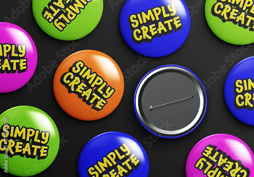 Scattered Pin Button Badge Mockup Flatlay