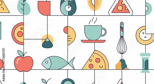 A modern food pattern background ideal for restaurants, food blogs, and websites. Use this vibrant design to elevate your culinary projects with a touch of freshness and creativity.