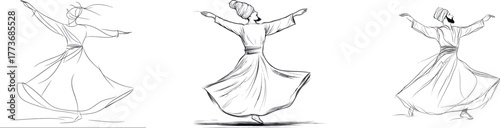 Minimalism is reflected in the one-line drawing design of a traditional Indian dance performed by a girl in a simple style