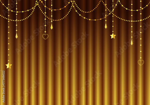 金色の幕　金のカーテン　金色の幕の舞台（ヨコ）