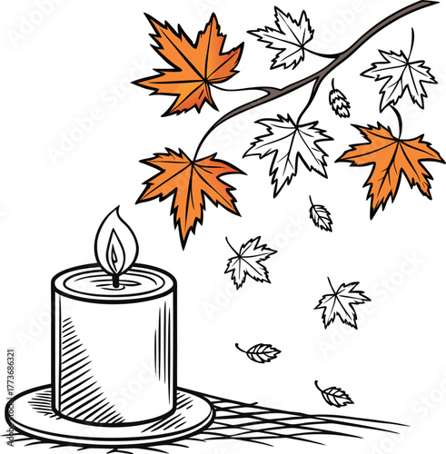 Autumn maple leaves floating gently in a softly lit atmospheric scene isolated on transparent background