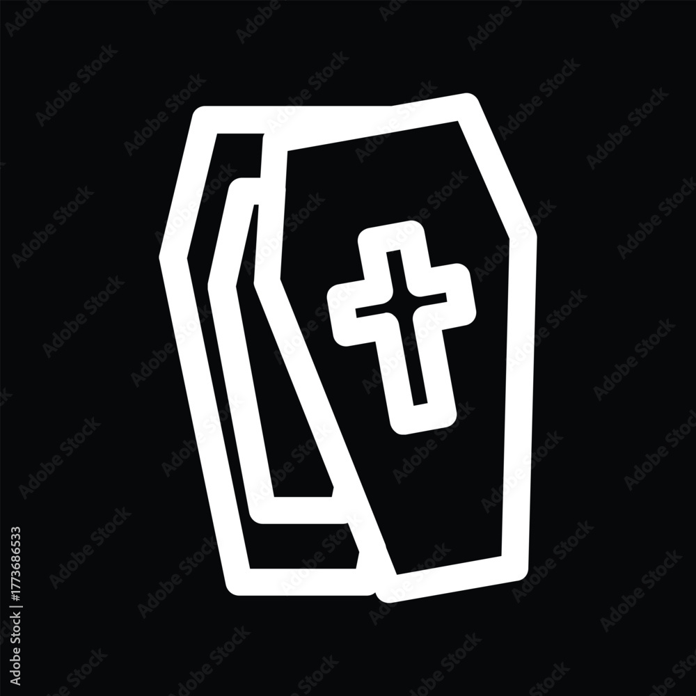 Fototapeta premium Coffin with cross Halloween vector illustration