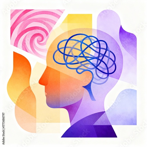 human head silhouette with brain