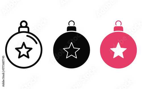 Three christmas ornament styles featuring a star design for festive decorations and holiday season