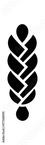 braid weaving flat black solid vector illustration isolated on white background