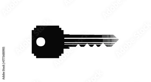 Pixelated black key symbolizing access or digital security
