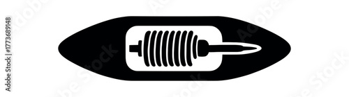 loom threading shuttle flat black solid vector illustration isolated on white background