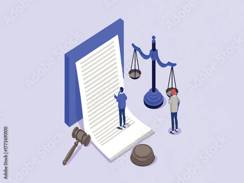 Legal Expertise Law, Justice, and Consultation in Isometric Design