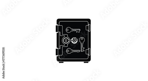 Secure safe with multiple keys, symbolizing protection and access